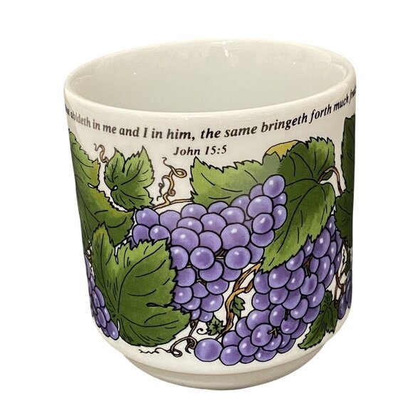 John 15:5 Mug White Grapes Design Christian Bible Scripture Verse Religious - Picture 2 of 6